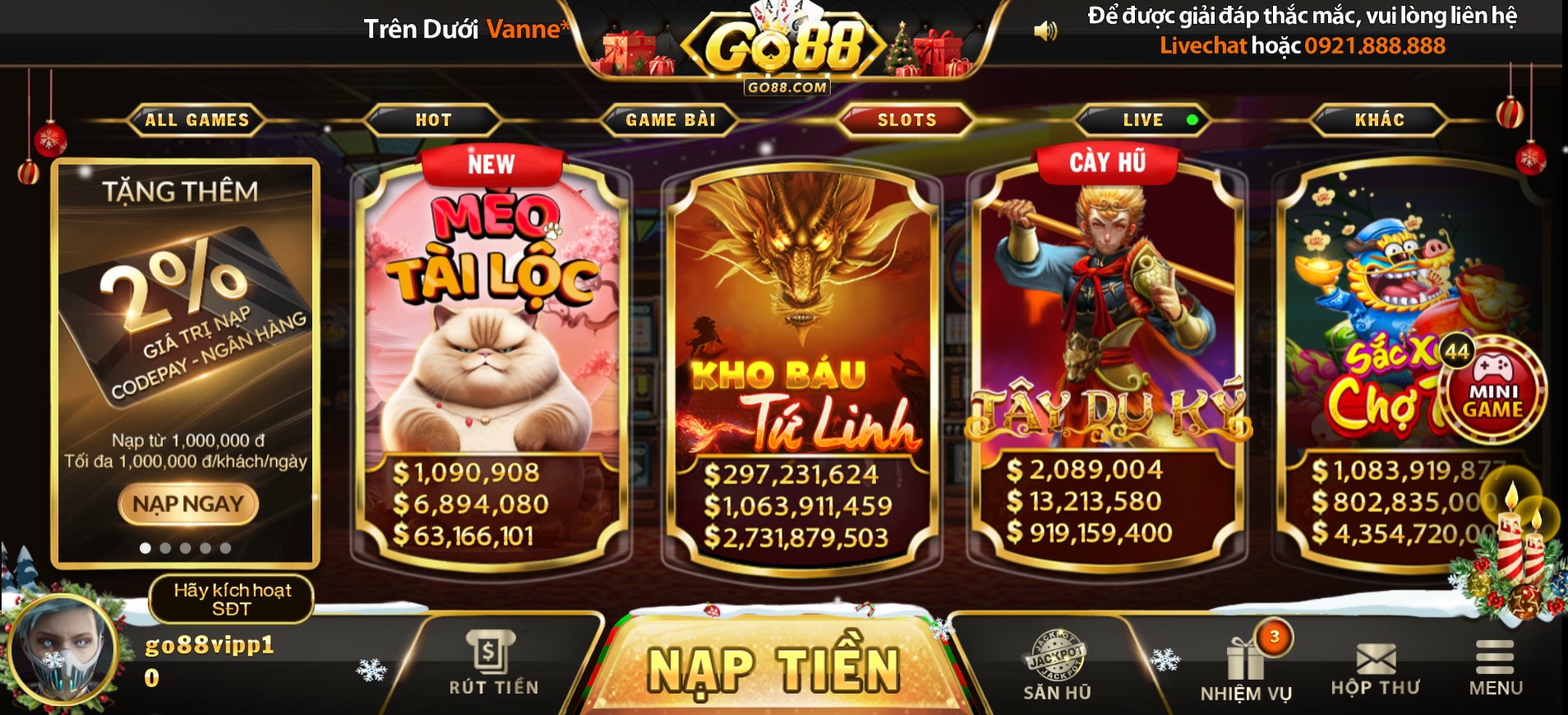 Các trò chơi cá cược Go88 cung cấp